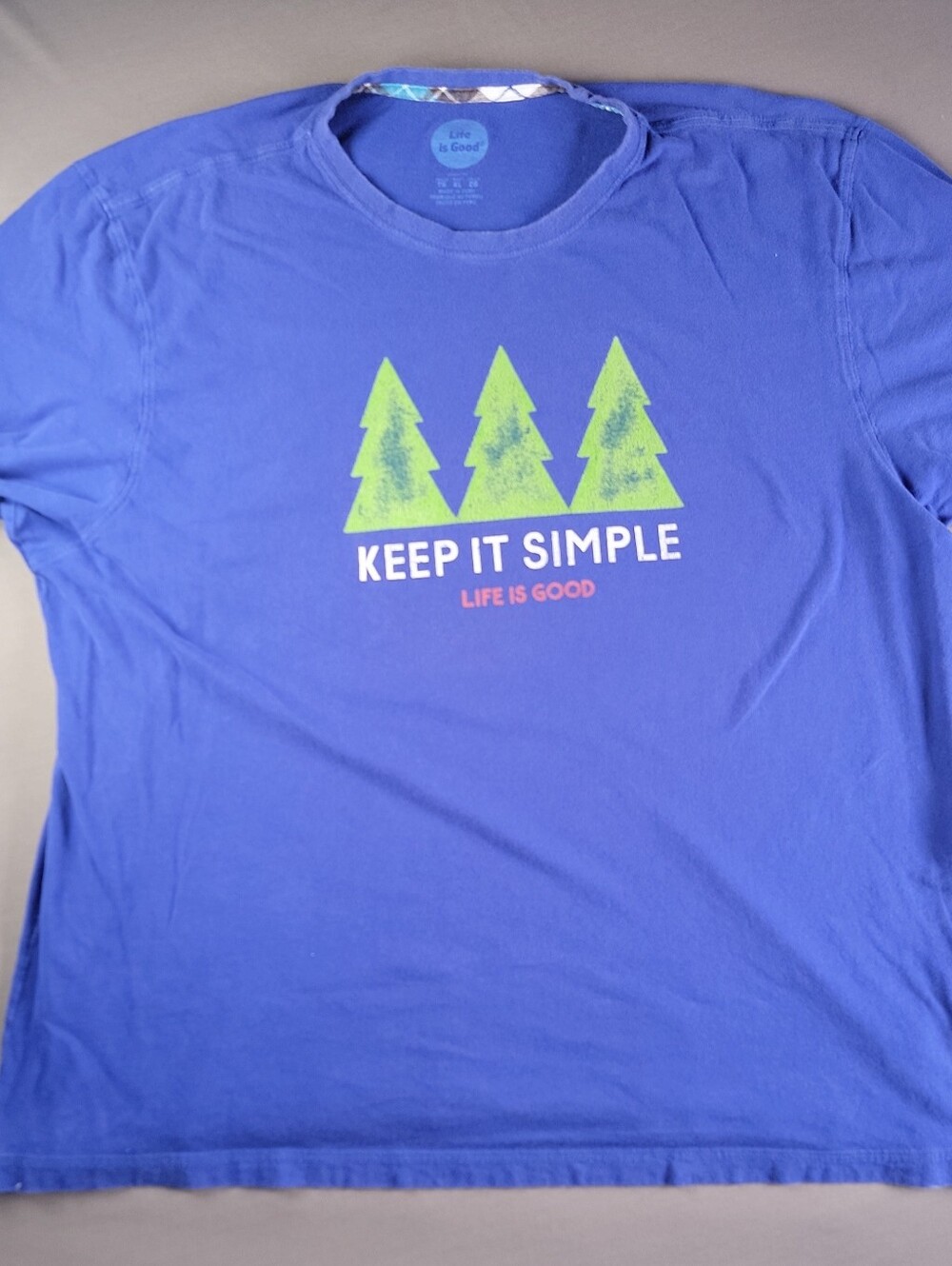 Womans XL Life Is Good Royal Blue 'Keep It Simple' Tree Graphic Tee med. Weight